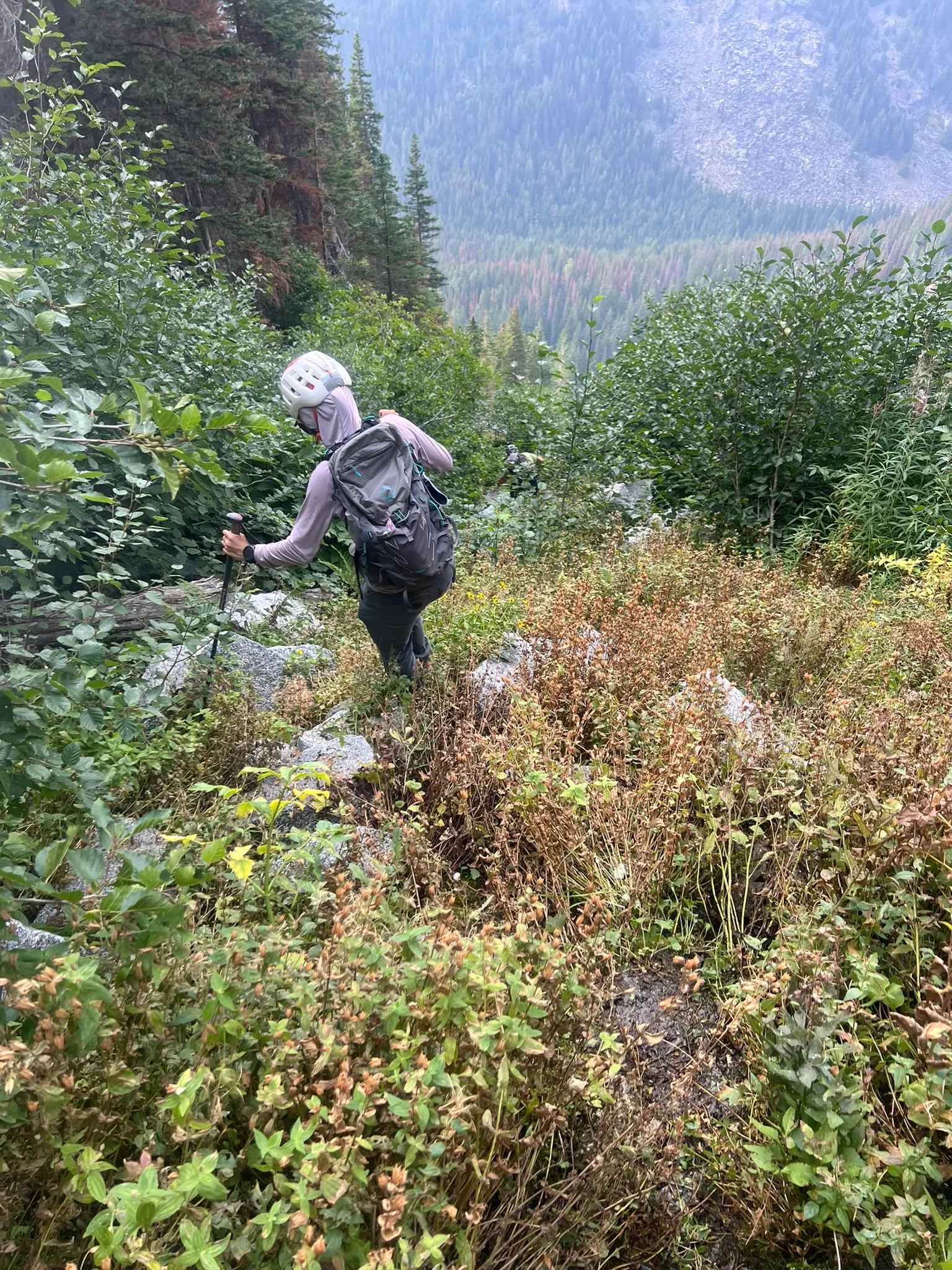 Chutang go through the muddy and slippery gully