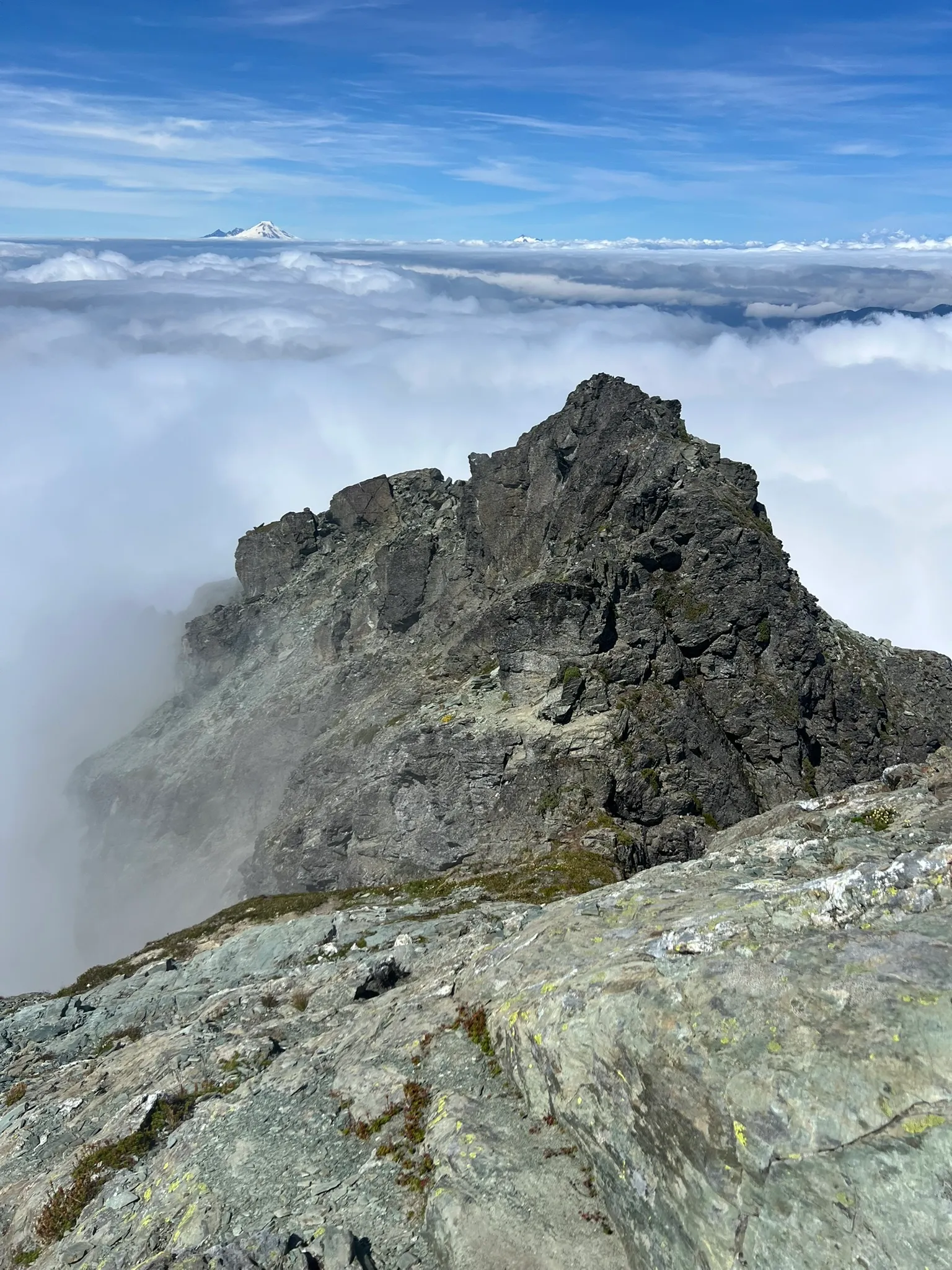 Mount Baker is above cloud and the ridge