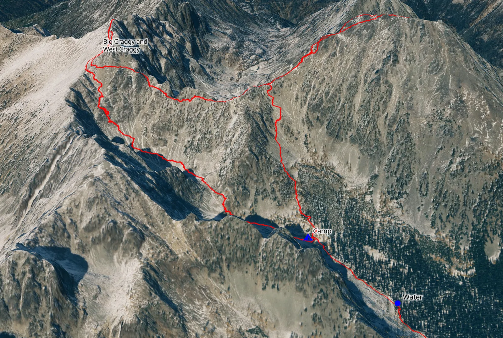 satellite view of the route