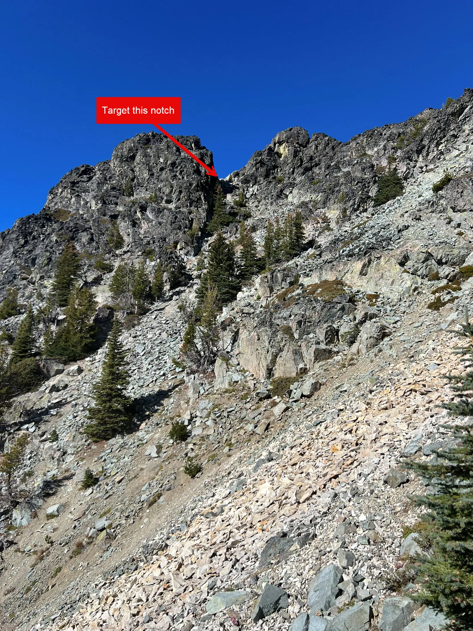 target this notch after traverse below a gendarme