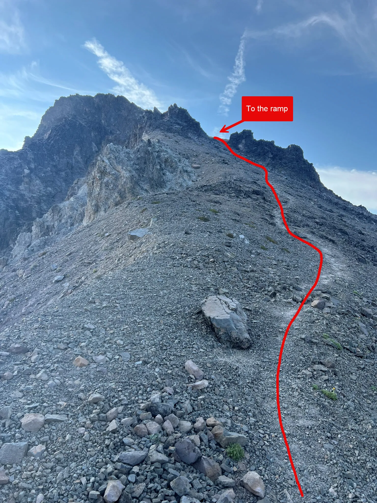 route from 7550' saddle